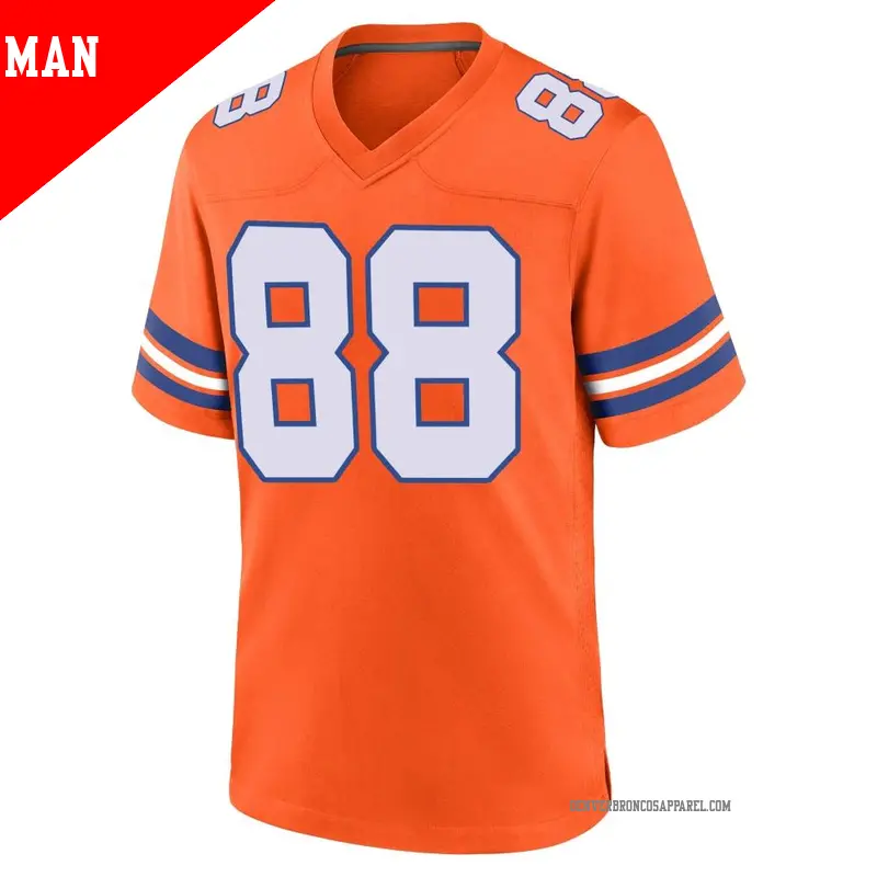 Men s 88 Demaryius Thomas Denver Broncos Game Orange Alternate Mile High Collection 1977 Throwback Jersey